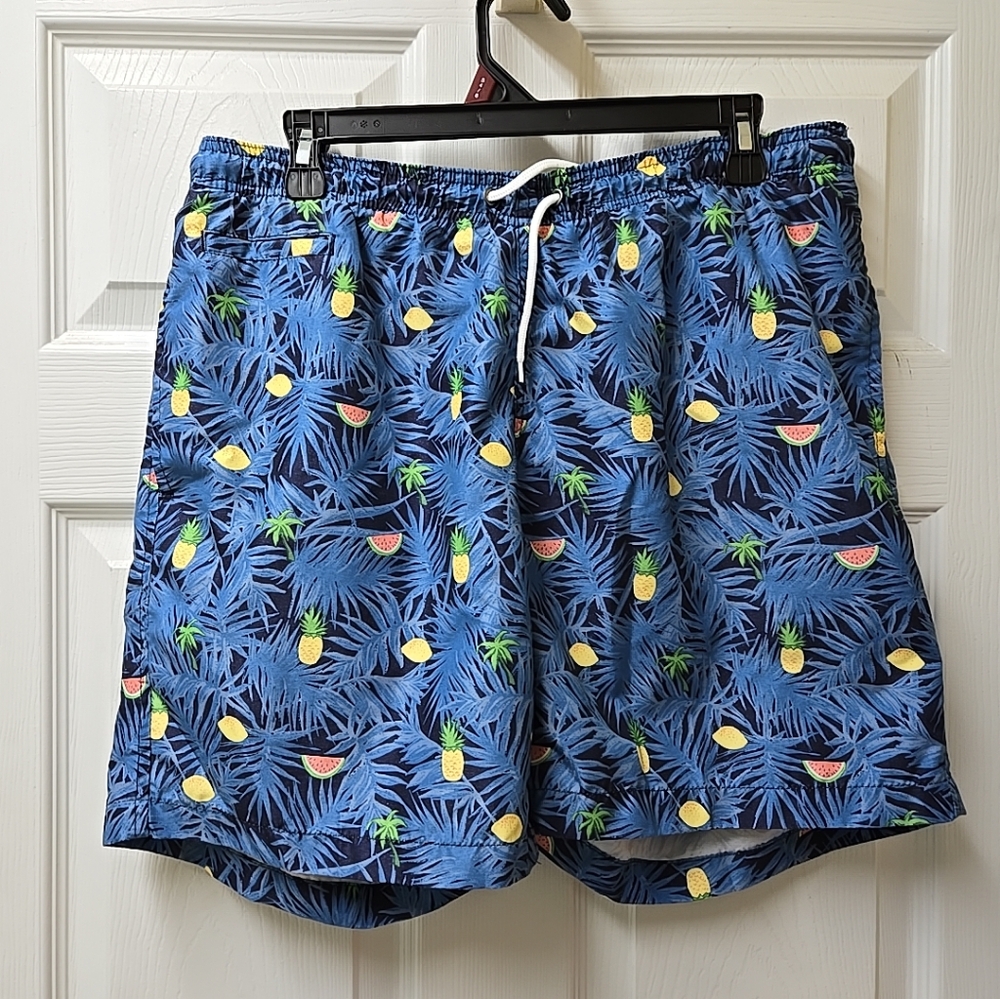 Trunks Surf & Swim Co 6" Swim Trunks Pool Beach Shorts Mens Size L Swimwear EUC